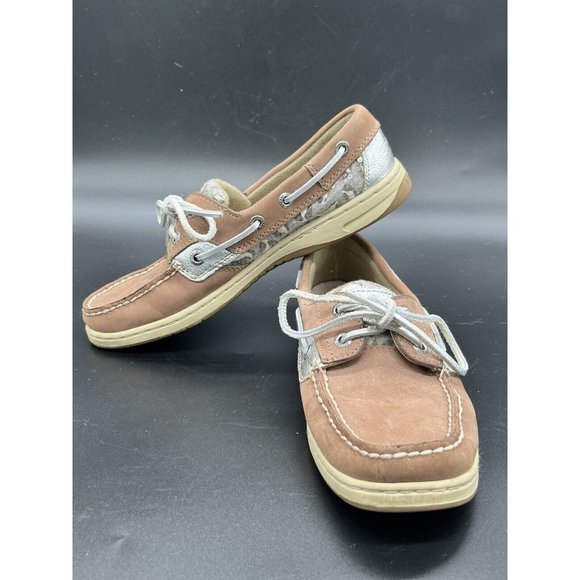 SPERRY TOP-SIDER Women Shoes 7M Leather  Tan, Silver, Sequins Cheetah Print - Picture 9 of 10